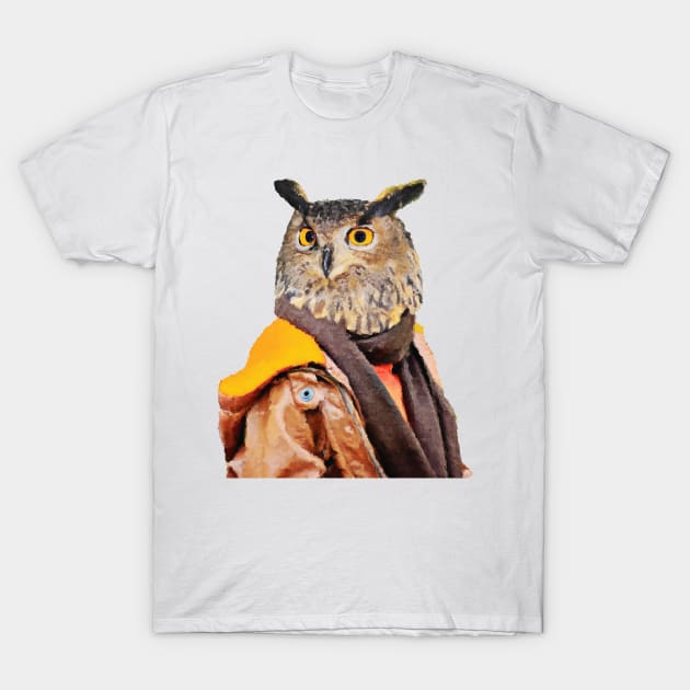 Owl Portrait T-Shirt by DarkMaskedCats